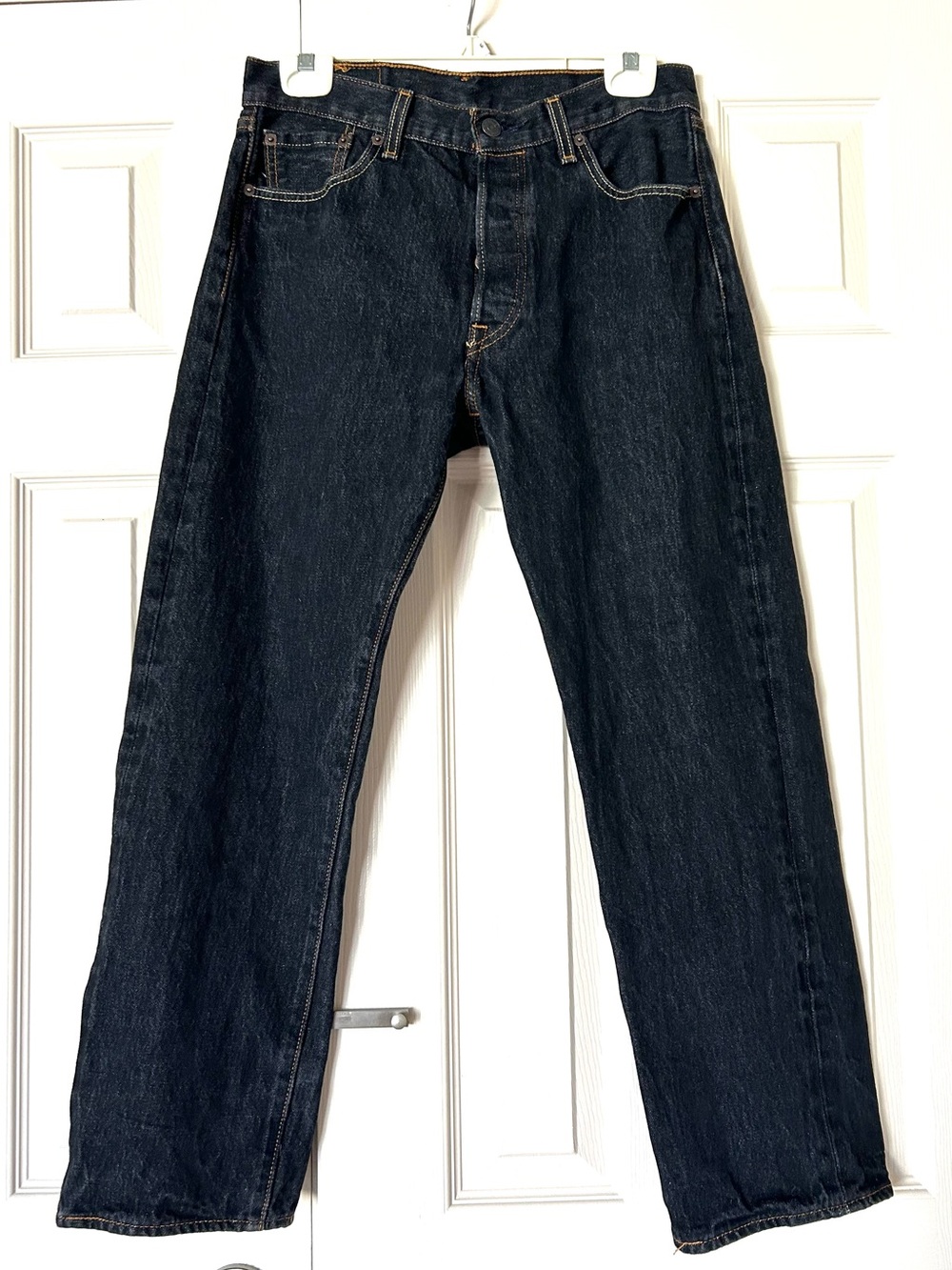 Levi's Men's 501 Black Wash Denim Jeans  with Yellow Stitching